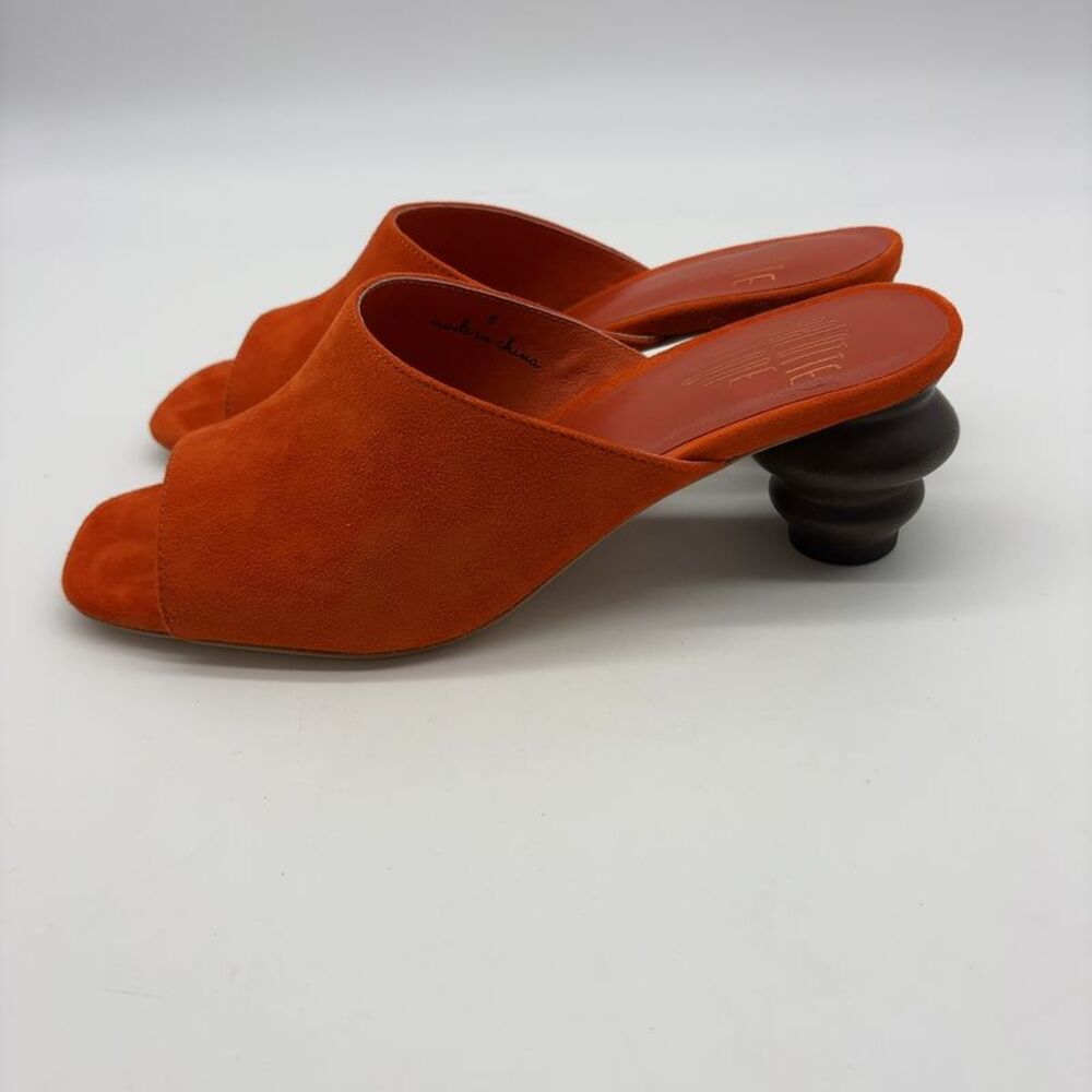 Charlotte Stone Charlotte Stone Durham Orange Suede Wooden Heel - Picture 2 of 7